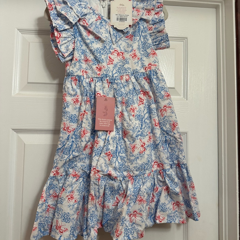 Ivy City Co mini Marjorie Blue & Red Floral Ruffle Dress